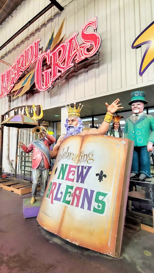 Things to do in New Orleans: Visiting Mardi Gras World. Family friendly, free shuttles can take you here, and a visit will take you 1 - 1.5 hours with multiple float and prop photo ops as well as learning about Mardi Gras