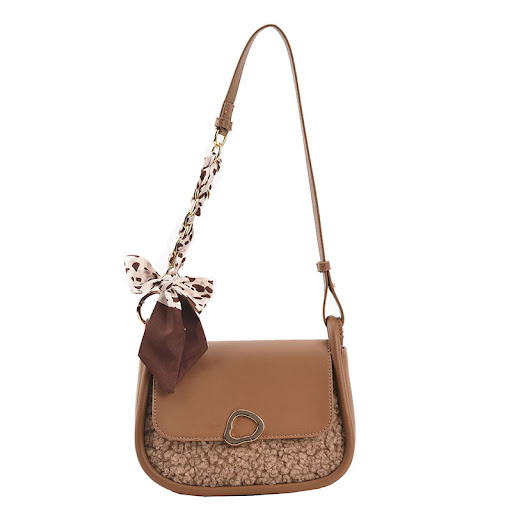 Title 1, Stitching Lamb Velvet PU Small Round Bag perfec...