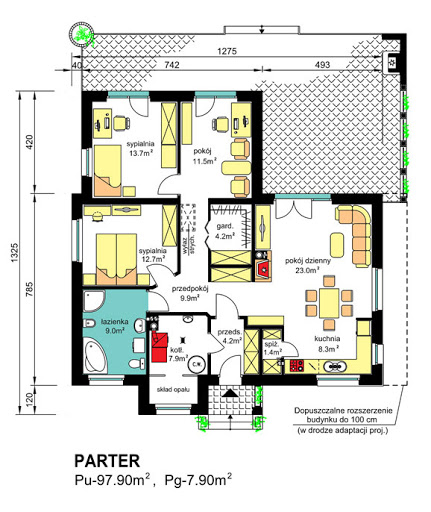 BW-39 wariant 2 - Rzut parteru