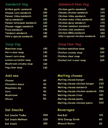 Bala's Cafe menu 