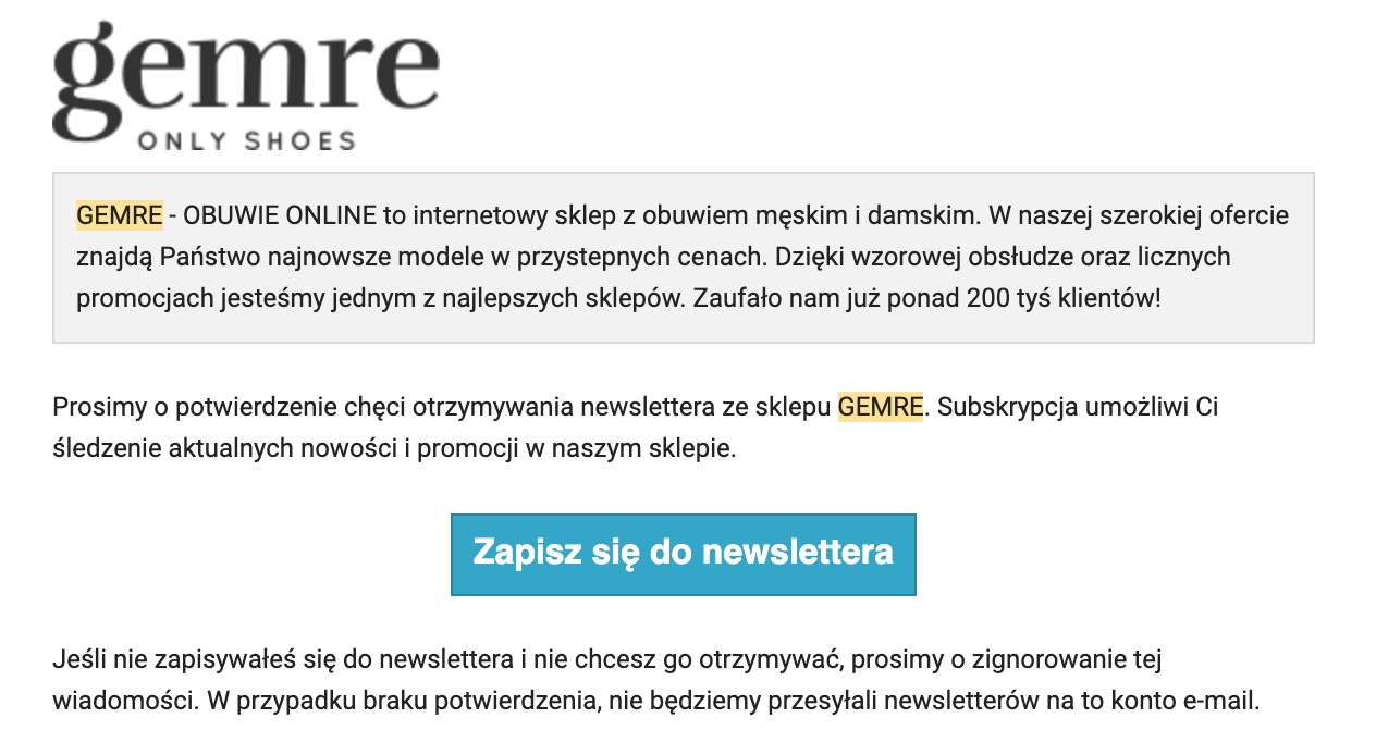 Ostatni etap zapisania się do newslettera