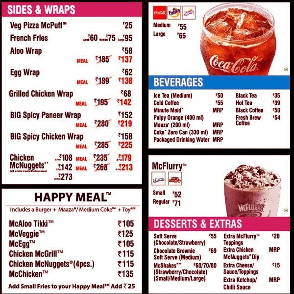 McDonald's menu 