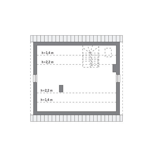 Niezawodny - wariant I - M236a - Rzut poddasza do indywidualnej adaptacji (47,9 m2 powierzchni użytkowej)