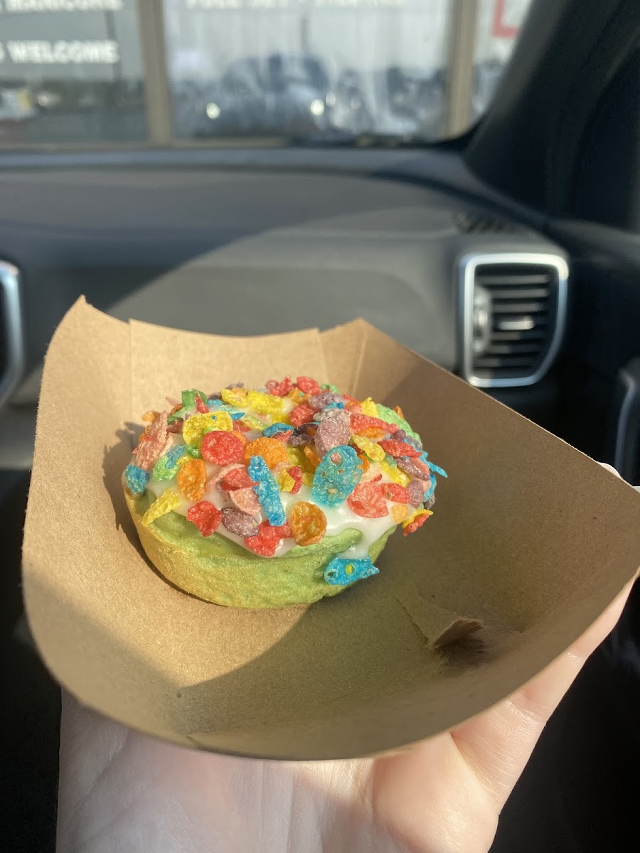 Gluten free fruity pebbles doughnut