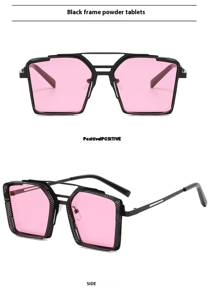 Gafas de sol Steampunk para hombre, metal hueco, marco cuadrado, gafas de doble haz. Diseño moderno y protección visual para ti.