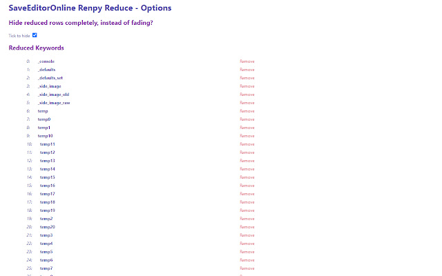 SaveEditorOnline Renpy Results Reducer 1.0 chrome extension