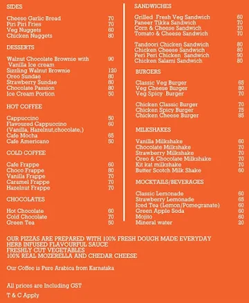 The Orange Cafe menu 