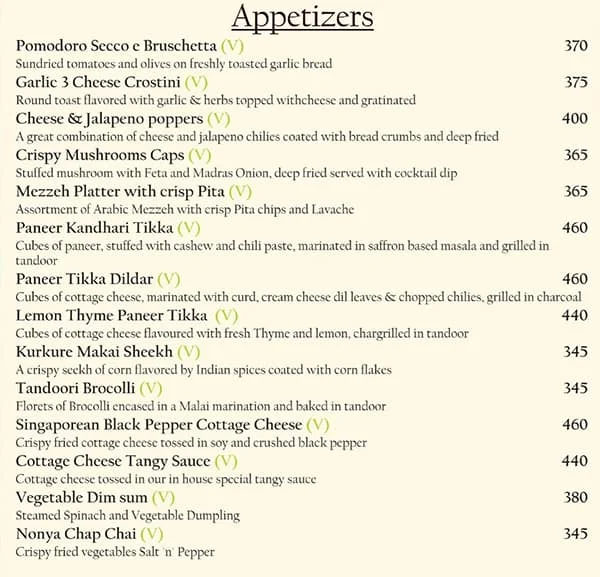 Red Olives menu 