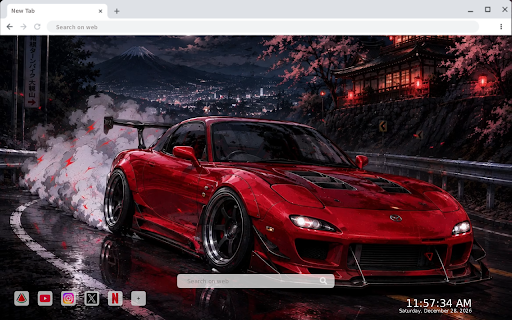 Red Mazda RX-7 Sakura Drift – Anime Night Live Wallpaper screenshot 2