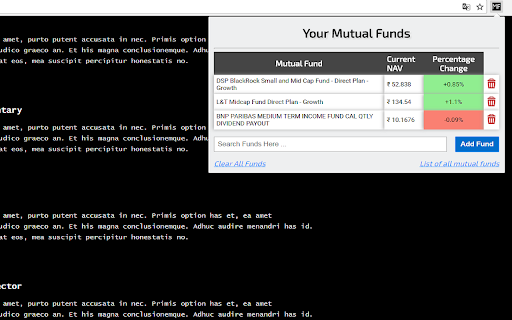 Mutual Funds Tracker