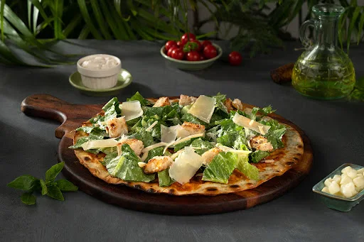 Green Caesar Flatbread Salad With Grilled Chicken