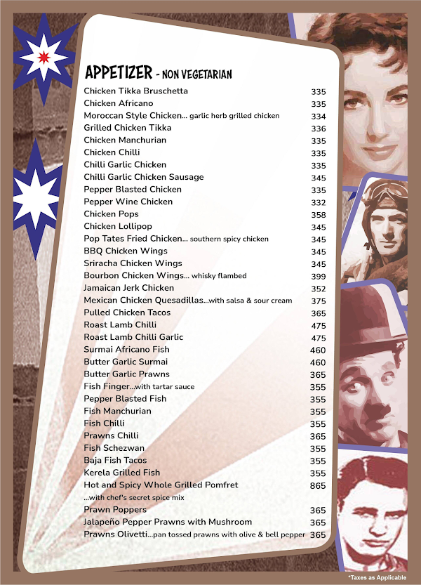 Pop Tate's menu 