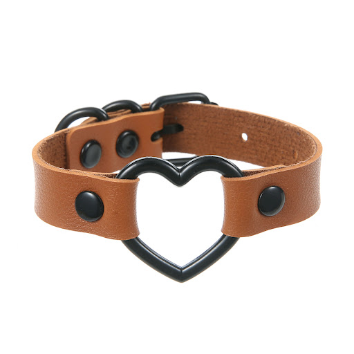 Title 5, Punk Trendy Cool Dark Peach Heart Hand Ring Bra...