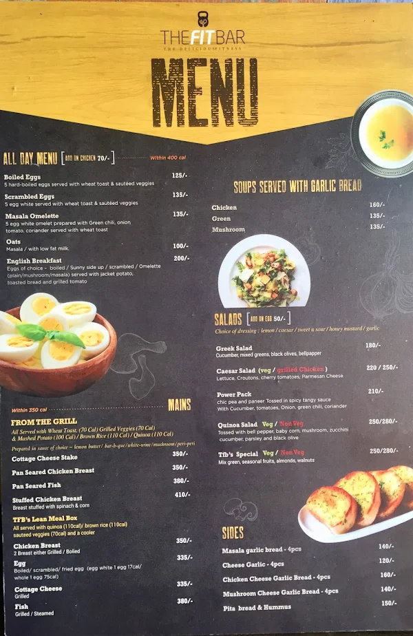 The Fit Bar menu 