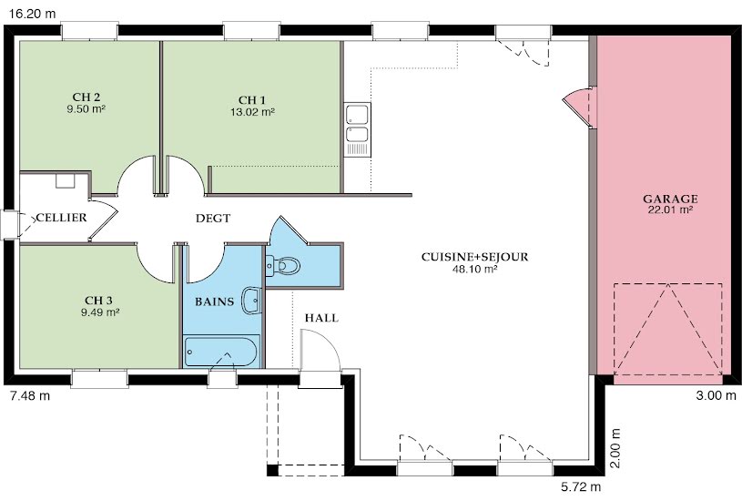  Vente Terrain + Maison - Terrain : 548m² - Maison : 98m² à Angles (85750) 