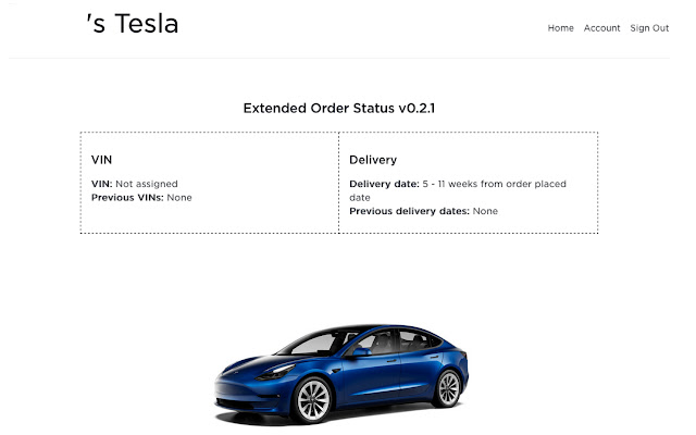 Tesla Extended Order Status