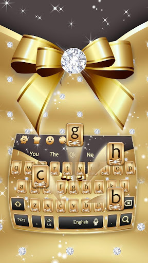 Silver Diamond Gold Ribbon Keyboard Theme