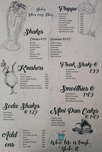 Raw Creams menu 