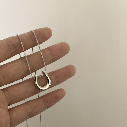 Title 3, Simple Titanium Steel Geometric U-shaped Neckla...