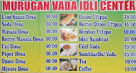 Murugan Dosa Center menu 1