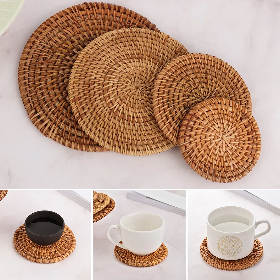 Handmade Rattan Coasters Protect your furniture with these stylish, natural, absorbent and elegant coasters. Perfect for