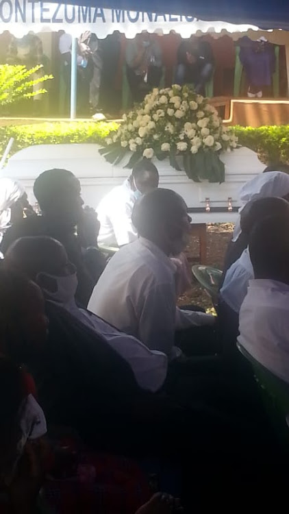 The casket bearing the remains of Kevin Omwenga