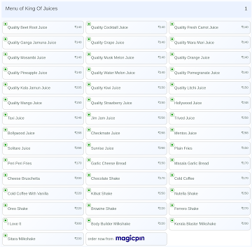 King Of Juices menu 