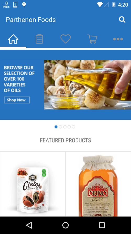 Android application Parthenon Foods screenshort