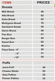 R & A Bakery & Confectionery menu 2