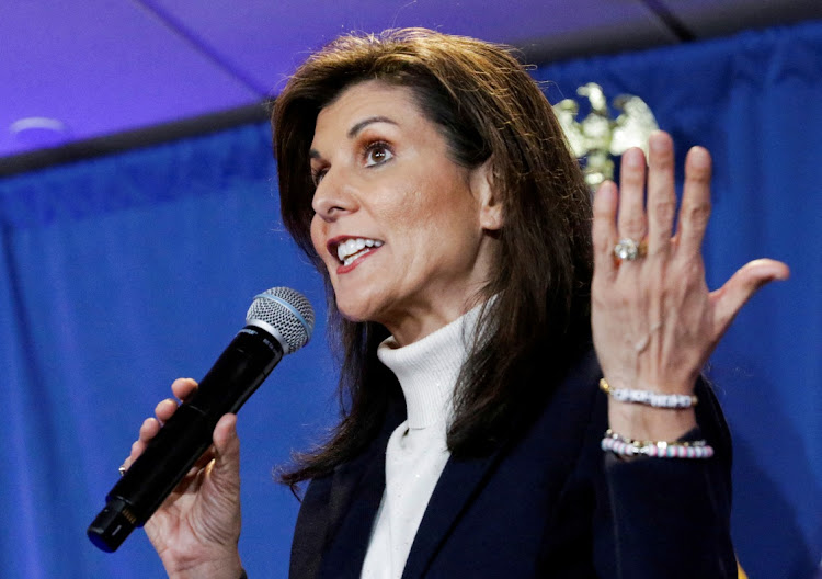 Republican presidential candidate and former US ambassador to the UN Nikki Haley speaks at a campaign event in Portland, Maine, US on March 3 2024. Picture: JOEL PAGE/REUTERS