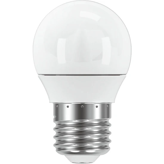 En rund LED-ljusklla frn Namron med opalvitt glas och E27-sockel visas i nrbild. Elbutik.se erbjuder denna dimbara 4,9W-lampa med varmvit frgtemperatur p 2700K.