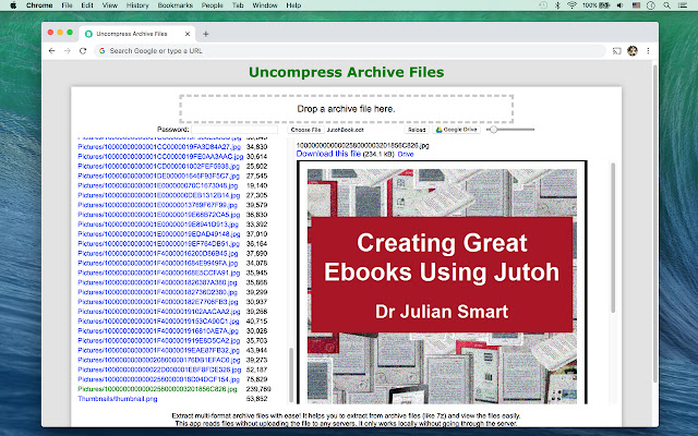 Uncompress Archive Files chrome extension