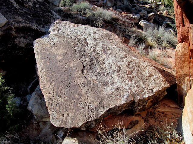 Boulder with a few petroglyphs on it