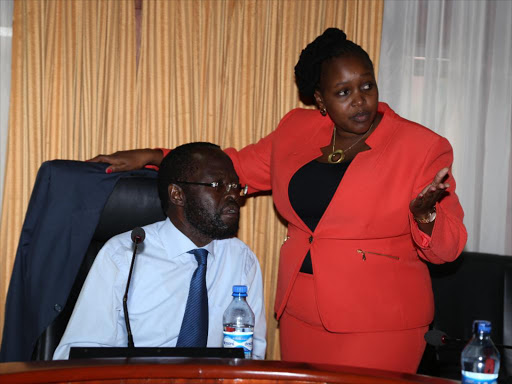 Senate Public Accounts Committee chairman Anyang Nyong’o and nominated Senator Martha Wangari on May 10 /HEZRON NJOROGE