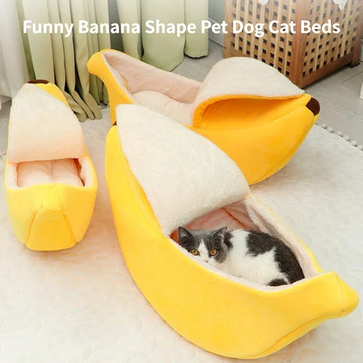 Banana Cat Bed House Funny Cute Cozy Cat Mat Beds Warm Durable Portable Pet Basket Kennel Dog Cushion Cat Supplies Multi