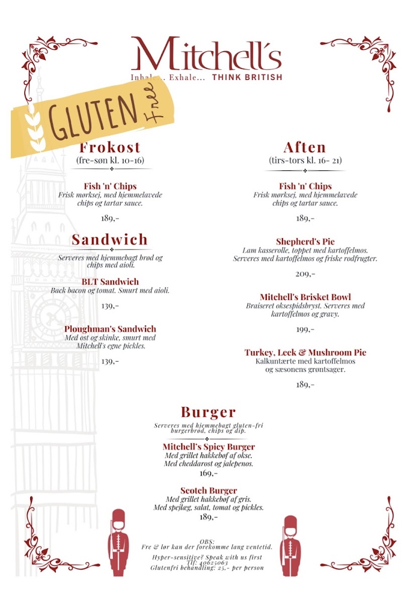 Mitchell's gluten-free menu