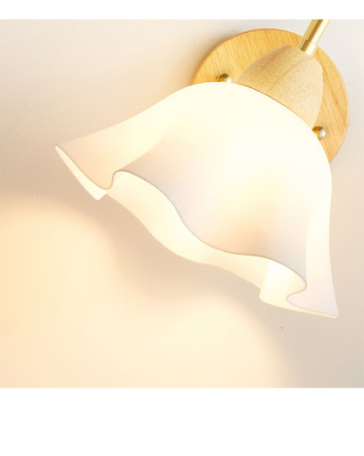 Title 8, Bedroom Bedside Lamp Nordic Log Cream Style