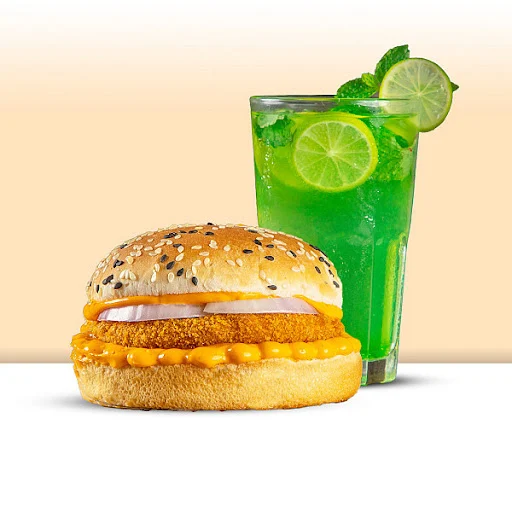 Krispy Chicken Burger + Lime N Mint Mojito