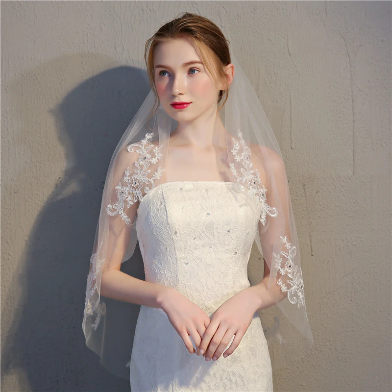 Accesorios de vestido de novia Apliques de encaje de una sola capa con diamante