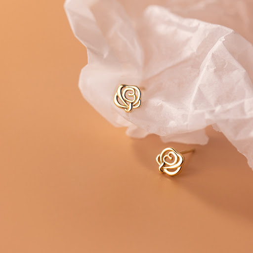 Title 3, Silver Gift Giving Petite Rose Stud Earrings, a...