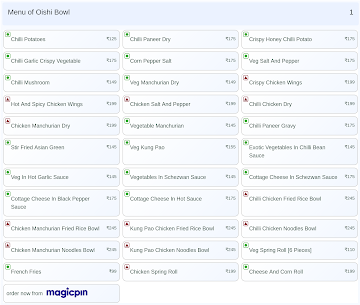 Oishi Bowl menu 