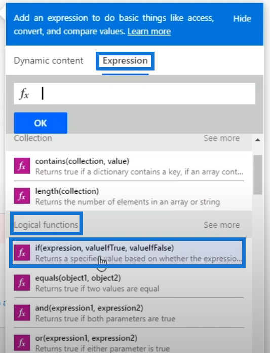 Power Automate logical functions