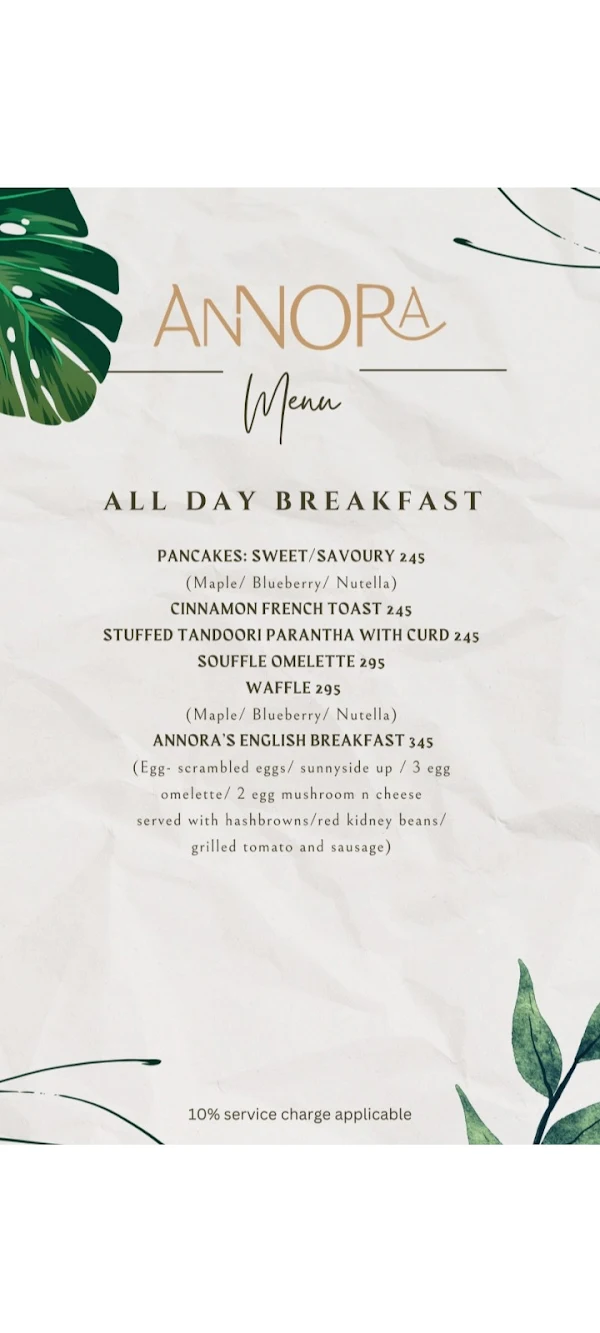 Annora Cafe menu 