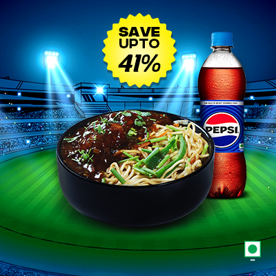 Veg Hakka Noodles With Veg Manchurian + 1 Pepsi 400ml