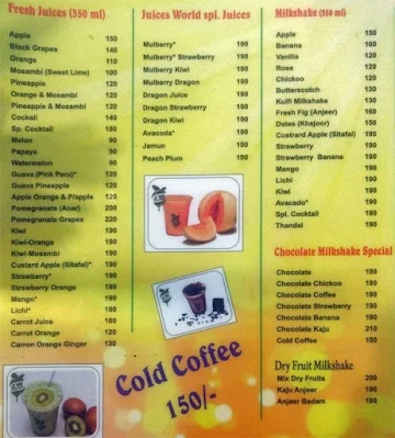 Juice World menu 