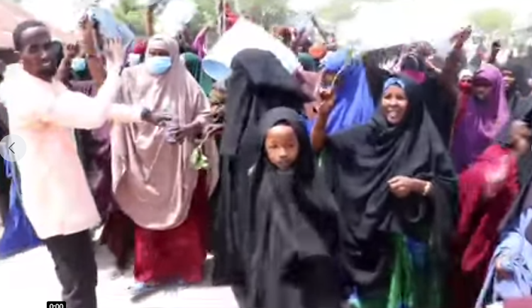 Residents of Ijara sub county holding peaceful demonstrations on Sunday.