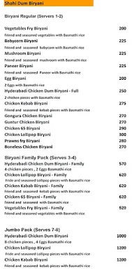 Shahi Dum Biryani menu 1