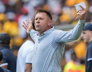 Maritzburg United coach Eric Tinkler reacts during a match.   