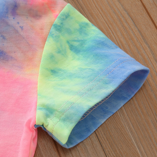 Title 5, Tie-Dye Print Round Collar T-Shirt. Comfortable...