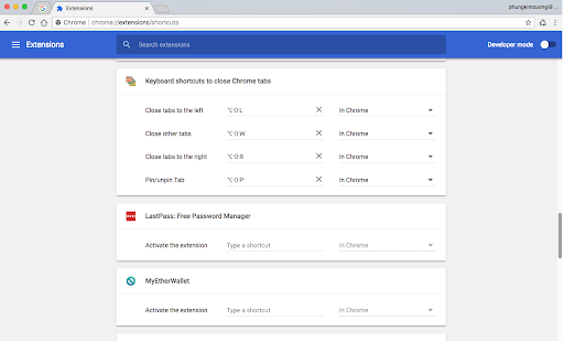 Keyboard shortcuts to close Chrome tabs